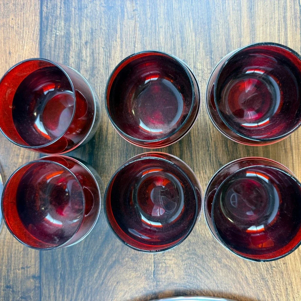 Chase USA Saturn Punch Bowl Set Ruby Glass Mid Century Barware